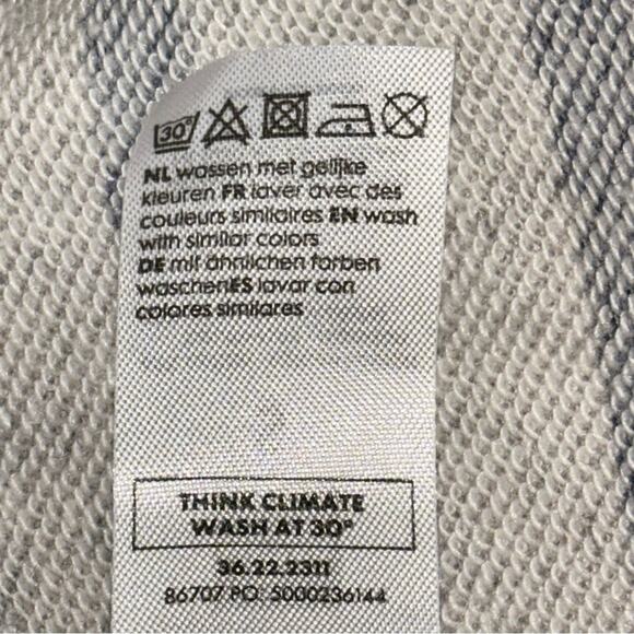 Hema T-Shirt Dress Women's Size Small Gray Blue Striped Sweater Shirt Dress - Picture 16 of 16